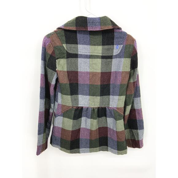 Volcom Wool Blend Plaid Peacoat Jacket  Size XS  DAMAGE - Picture 3 of 10